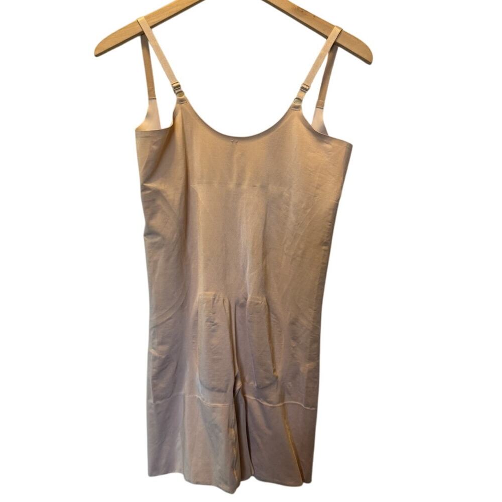 Spanx Women's Beige Open Bust Mid-Tight Stretch Bodysuit Shapewear 1X soft nude